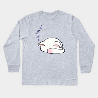 I draw lucky star white cat sleeping with its head down Kids Long Sleeve T-Shirt